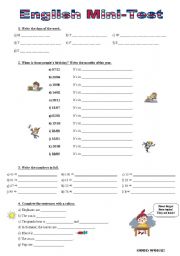 English Worksheet: English mini-test for 5th graders