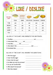 English Worksheet: like dislike