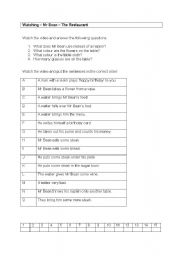 English Worksheet: watching Mr Bean