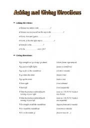 English worksheet: asking ang giving directions