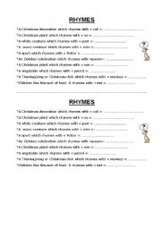 English Worksheet: Rhymes