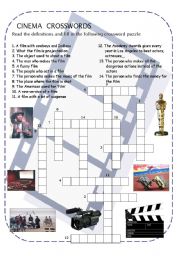 English Worksheet: Cinema crossword