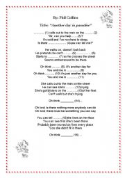 English Worksheet: Another day in paradise+Phil Collins