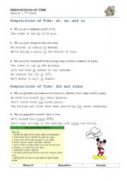 English Worksheet: Prepositions of time 