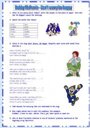 English Worksheet: Dont Worry Be Happy by Bobby McFerrin with teachers guide