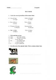 English worksheet: 3rd grade test