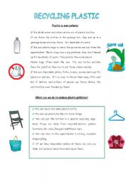 English Worksheet: Recycling plastic 