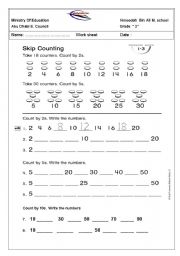English Worksheet: skip counting