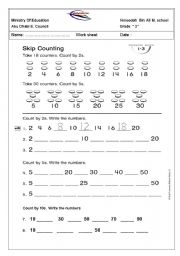 English worksheet: skip counting