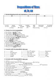 Prepositions of time - at, in, on