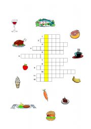English Worksheet: crossword puzzle food