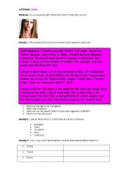 English Worksheet: AVRIL LAVIGNE SONG