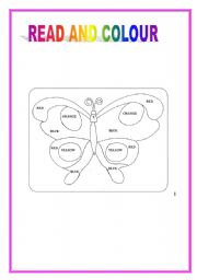 English Worksheet: Read and colour