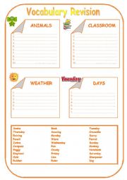 English Worksheet: Vocabulary Revision