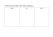 English Worksheet: Walk, Fly, Swim