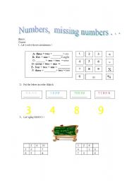 English worksheet: NUMBERS PRACTICE  1-10