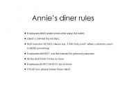 English worksheet: Modals - Annnies diner rules