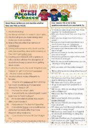 English Worksheet: Myths on drugs. Reading