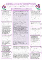English Worksheet: Pregnancy and STDs Myths.Reading