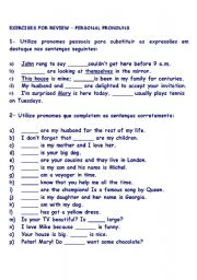 English worksheet: personal pronouna