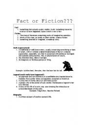 English Worksheet: fact or fiction