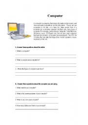 English Worksheet: Computers