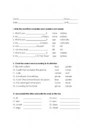 English worksheet: Vocabulary exercise