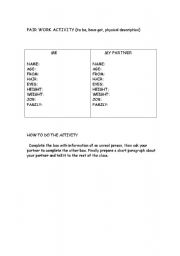 English worksheet: To be/ have got / physical appearance