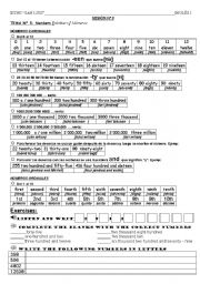 English Worksheet: THE NUMBERS