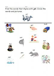 English Worksheet: rhyming -et words 