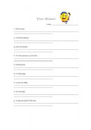 English worksheet: list of idioms
