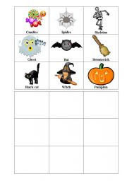 English Worksheet: Halloween Bingo