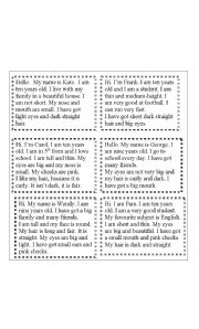 English worksheet: cards with information