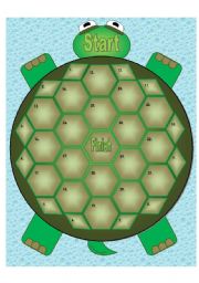 English Worksheet: Turtle Game Board - 30 spaces(Matching Cards Available in Another File)