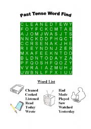 English Worksheet: Past Tense Word Find