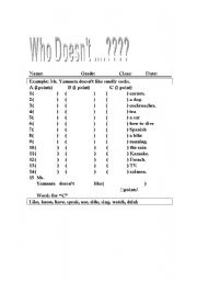 English Worksheet: Using afirmative and negative setence structure of 