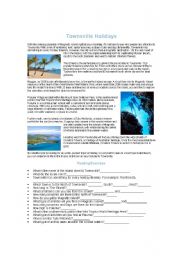 English Worksheet: Reading Activity about Townsville Australia