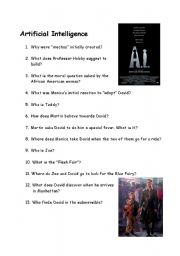 English Worksheet: Artificial Intelligence