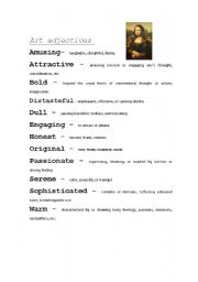 English worksheet: Art adjectives