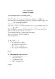 English Worksheet: Listening Test - Telephone Conversation