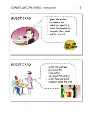 English Worksheet: CONVERSATION CARDS - restaurant 2