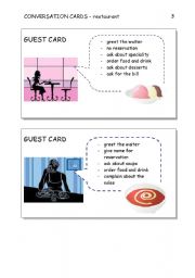 English Worksheet: CONVERSATION CARDS - restaurant 3