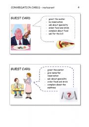 English Worksheet: CONVERSATION CARDS - restaurant
