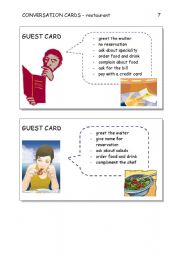 English Worksheet: CONVERSATION CARDS - restaurant