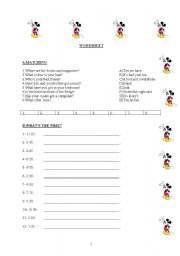English worksheet: time and have got-has got