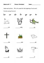 English Worksheet: Blends with r
