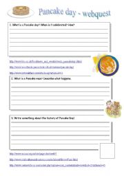 English Worksheet: PANCAKE DAY WEBQUEST