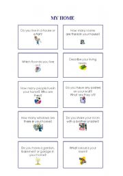 English worksheet: Speaking cards: My Home