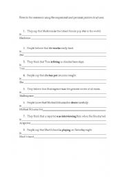 English Worksheet: personal and impersonal passive structures