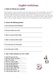English worksheet: Family and pets